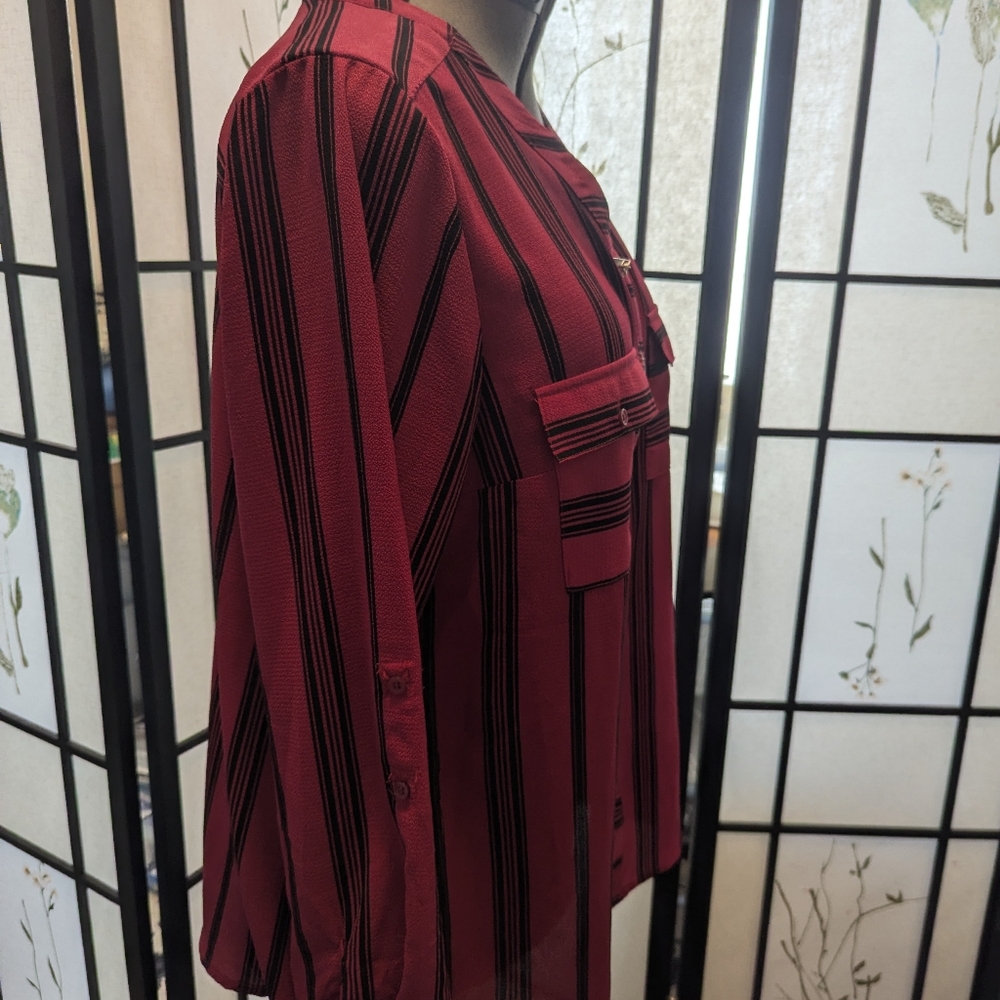 Notations XL dark red and black women's blouse - Picture 2 of 4